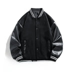 American Retro Suede Baseball Jacket Men's Spring Autumn Casual Leather Sleeve Outerwear JK819 Public Version Couple's Style