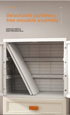 New model 70-Face wide thickened wardrobe simple bedroom plastic cabinet double door drawer type clothes hanging storage cabinet