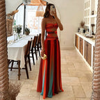 Tie-dye Gradient Hollow Out Women's Maxi Dress Elegant Off Shoulder A-line Hem Long Dresses New Summer 2026 Holiday Female Robes