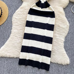 2025 & 2026 Lady New Stripes Ins Fashion Sexy Package Hips Bodycon Dress  Summer Knitted Spaghetti Straps Outfits Maxi Long Women Dress