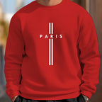 Men's autumn and winter fashionable casual loose Paris letter print fleece pullover long sleeved round neck sweatshirt