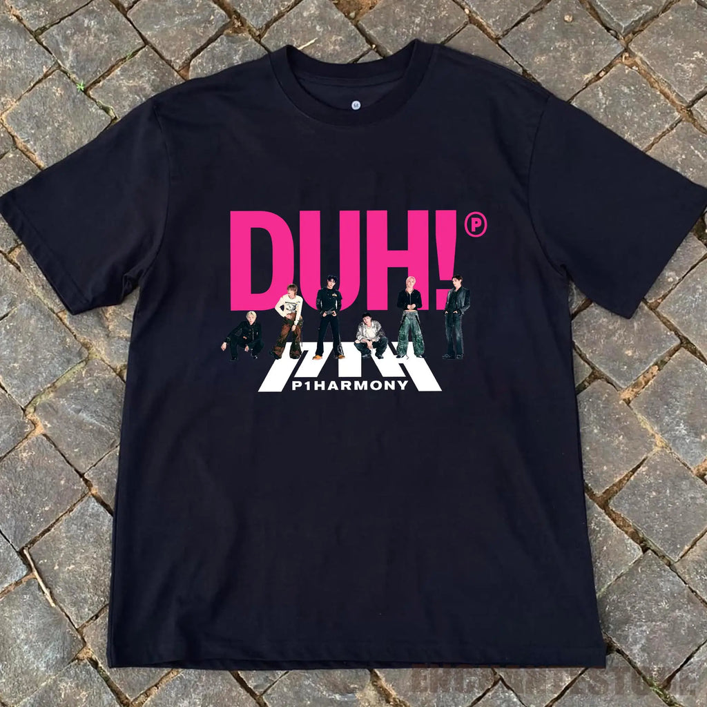 Summer Men P1Harmony 2026 DUH Same T-shirt Kpop Print Summer Short Sleeve Tee for Fans Men Women Clothing Streetwear T Shirts