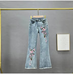Y2k Jeans Trend Spring Summer Fashion All-match Lace Splicing Denim Straight Pants Blue Jeans for Women Streetwear Wide Leg New