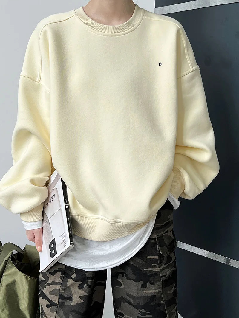 Autumn New Casual Loose Solid Hoodie Women's Embroidered Long Sleeve Top With Velvet