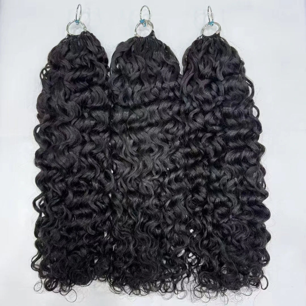 NABI Pre-Separated Crochet Human Hair Bundle Miracle Knots Braiding 14-18inch Water Wave Curly 100% Human Hair for Women