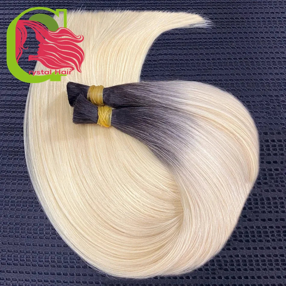 Ombre Straight Bulk Braiding Hair 100% Brazilian Virgin Remy Human Hair Extensions 613 Blonde Color Natural Hair Piece