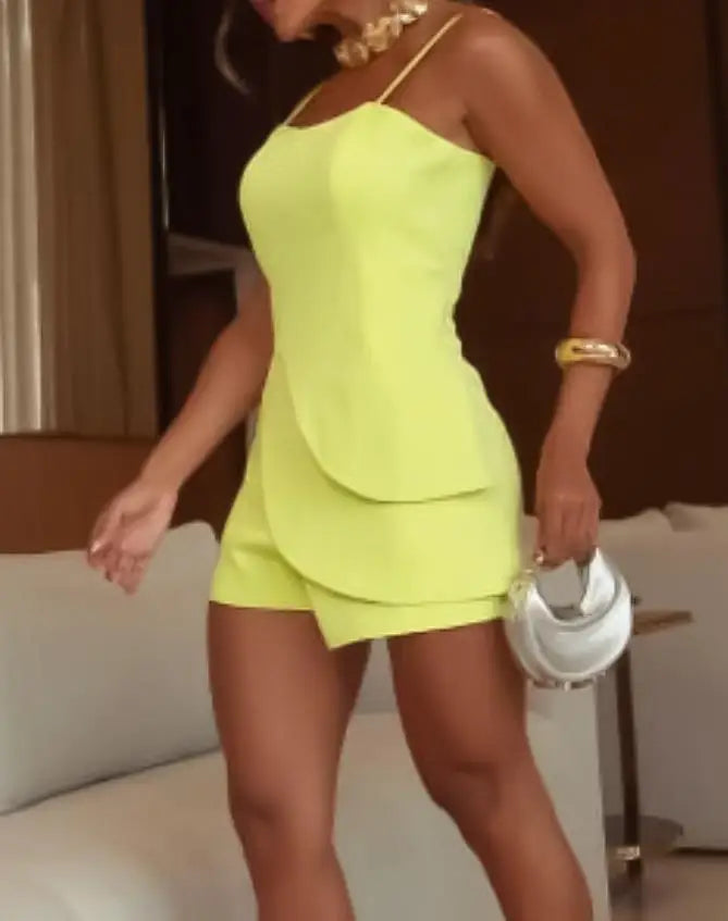 Women Sexy Backless Spaghetti Strap Jumpsuits Summer Casual Sleeveless High Waist Shorts Rompers Elegant Solid Slim Playsuits