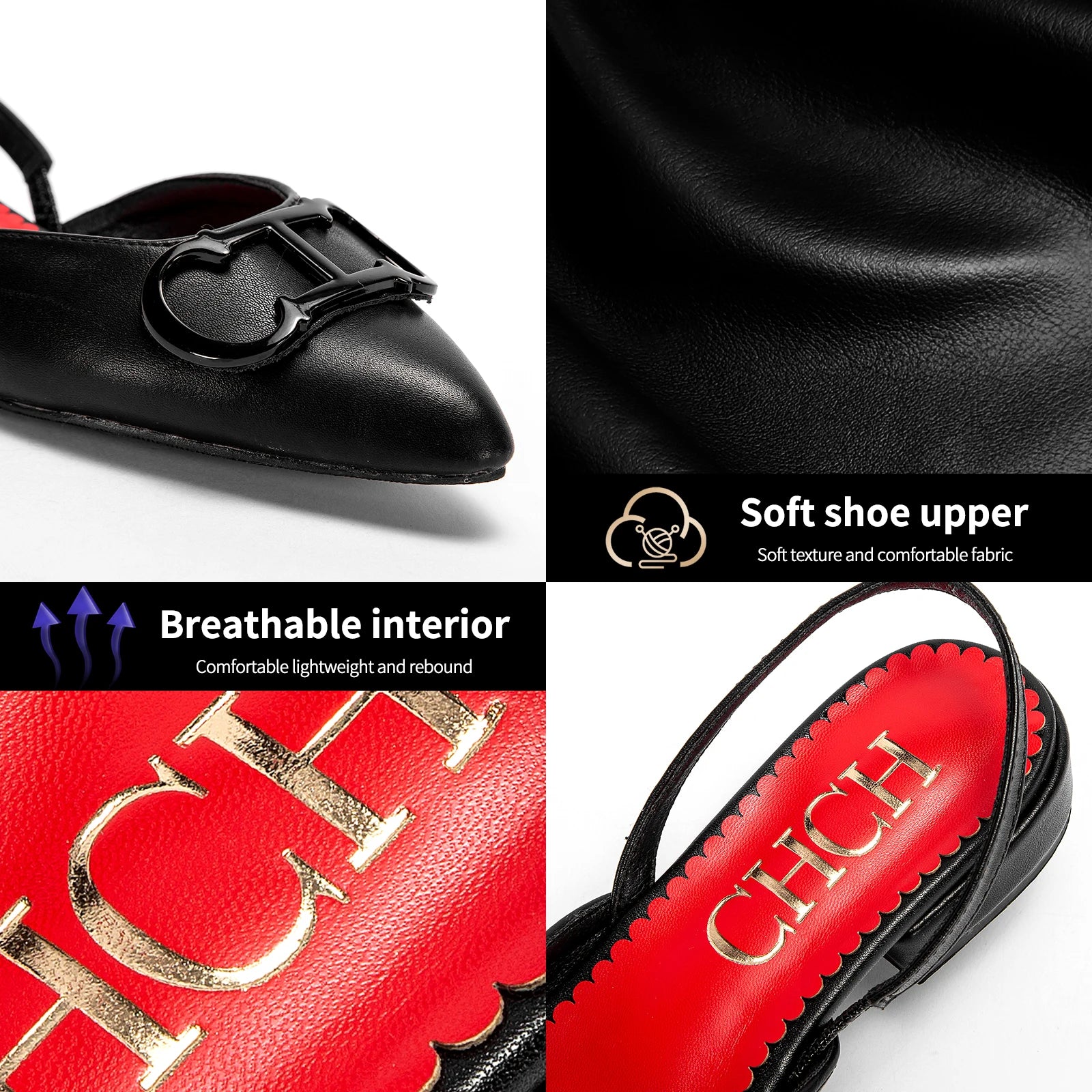 CHCH Women's Sandals 2026 New Black Pointed Flat bottomed loafers Simple Black Business Women's Shoes