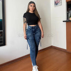 Vintage Streetwear Skinny Jeans Women Retro Y2K High Waist Jeans Casual Wash Cargo Pants Women Autumn Winter Legging Denim Pants
