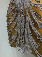 Women Sexy Strapless Rhinestones  Mini Dress Performance Costume See Through Stage Dancer Club Evening Party Birthday Dress