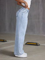 2026 New High Waist Wide Leg Jeans Women Vintage Washed Loose Straight Denim Pants Streetwear Casual Baggy