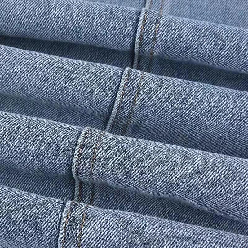 Retro Jeans European and American Style Design Slim Fit Leg Length All Match Pants Five Pointed Star Straight Women Versatile