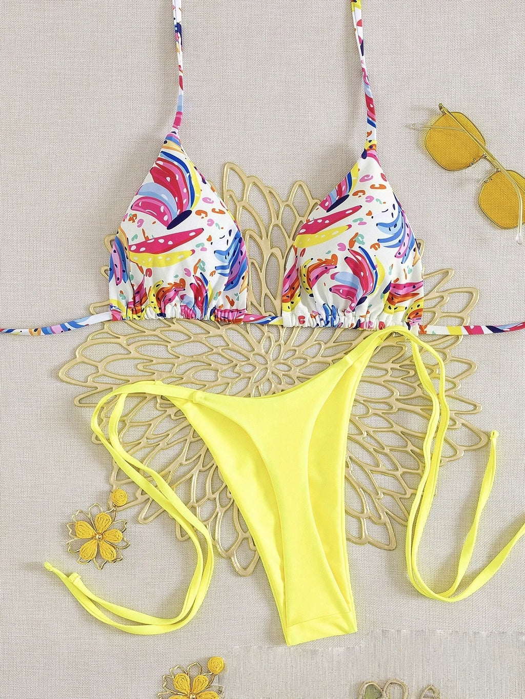 Bikini Print Swimsuit Beach Sexy Ladies Swimwear Seaside Vacation
