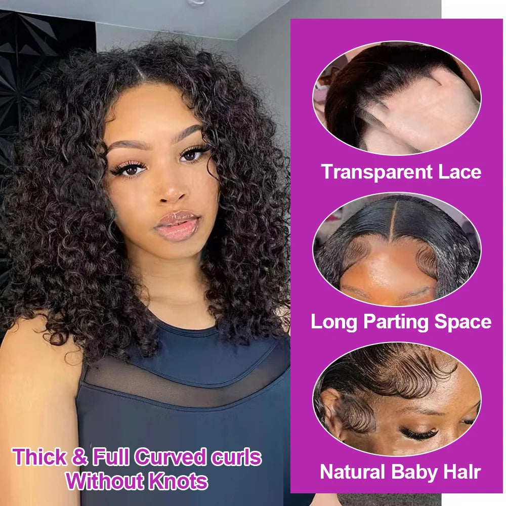 Short Bob Deep Wave Lace Frontal Wig PrePlucked 13x4 13x6 Lace Front Wig Peruvian Curly Human Hair Bob Wigs For Women and Girls
