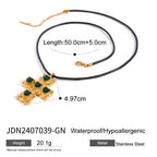 Youthway Trendy Stainless Steel Waterproof Irregular Geometric Metal Wax Rope Necklace Gold Silver For Women Jewelry Gift