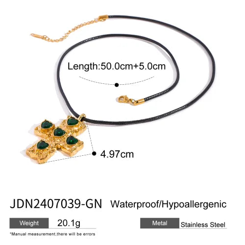 Youthway Trendy Stainless Steel Waterproof Irregular Geometric Metal Wax Rope Necklace Gold Silver For Women Jewelry Gift