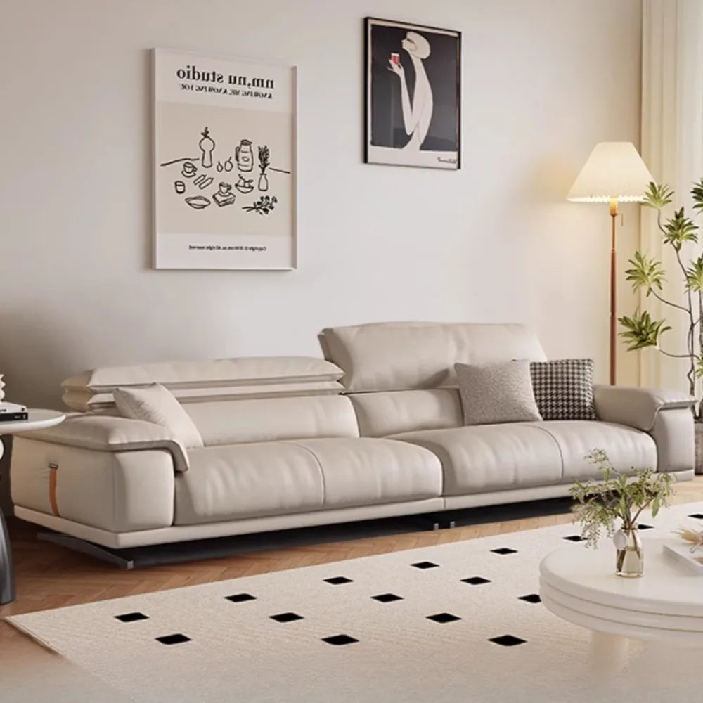 Genuine Leather Italian Living Room Sofa Luxury Lounge Designer Minimalist Sofa Modern Family Muebles Home Furniture Accessories