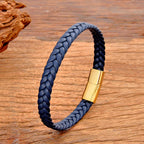 Simple Classic Stainless Steel Bracelet for Women Men Genuine Braided Leather Bangles Special Birthday Party Couple Jewelry Gift