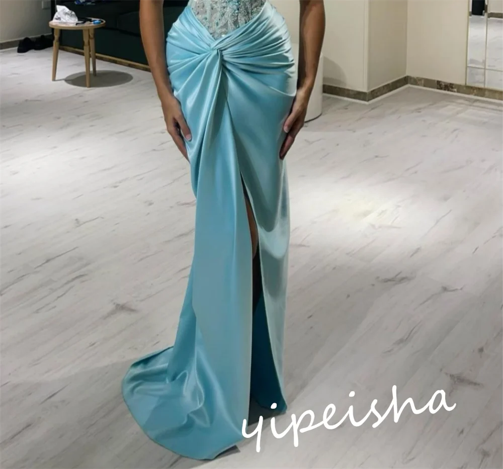 Customized Classic Modern Style Formal Evening Strapless Mermaid Beadings Bespoke Occasion  Prom Dresses