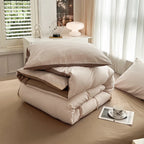 2-side Solid Color Brush Fabric Bed Set 4 Pieces Duvet Cover Pillowcase Bedding Set Bed Sheet Quilt Cover Single Queen King Size