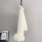 2025 & 2026 New Winter Real Natural Fox Fur Cuff Coat Ladies Outwear Female Coat Cashmere Wool Woolen Women Luxury Jacket