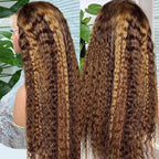 Deep Wave Curly Human Hair Wig Honey Blonde Highlight Wig Human Hair 5x5 HD Lace Closure Wig Glueless Wigs Human Hair For Woman