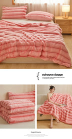 Ultra Soft Luxury Flffy Faux Rabbit Fur Blanket, Thick Winter Warm Throw Blankets, Plush Cozy Bubble Fleece Blankets Home Decor