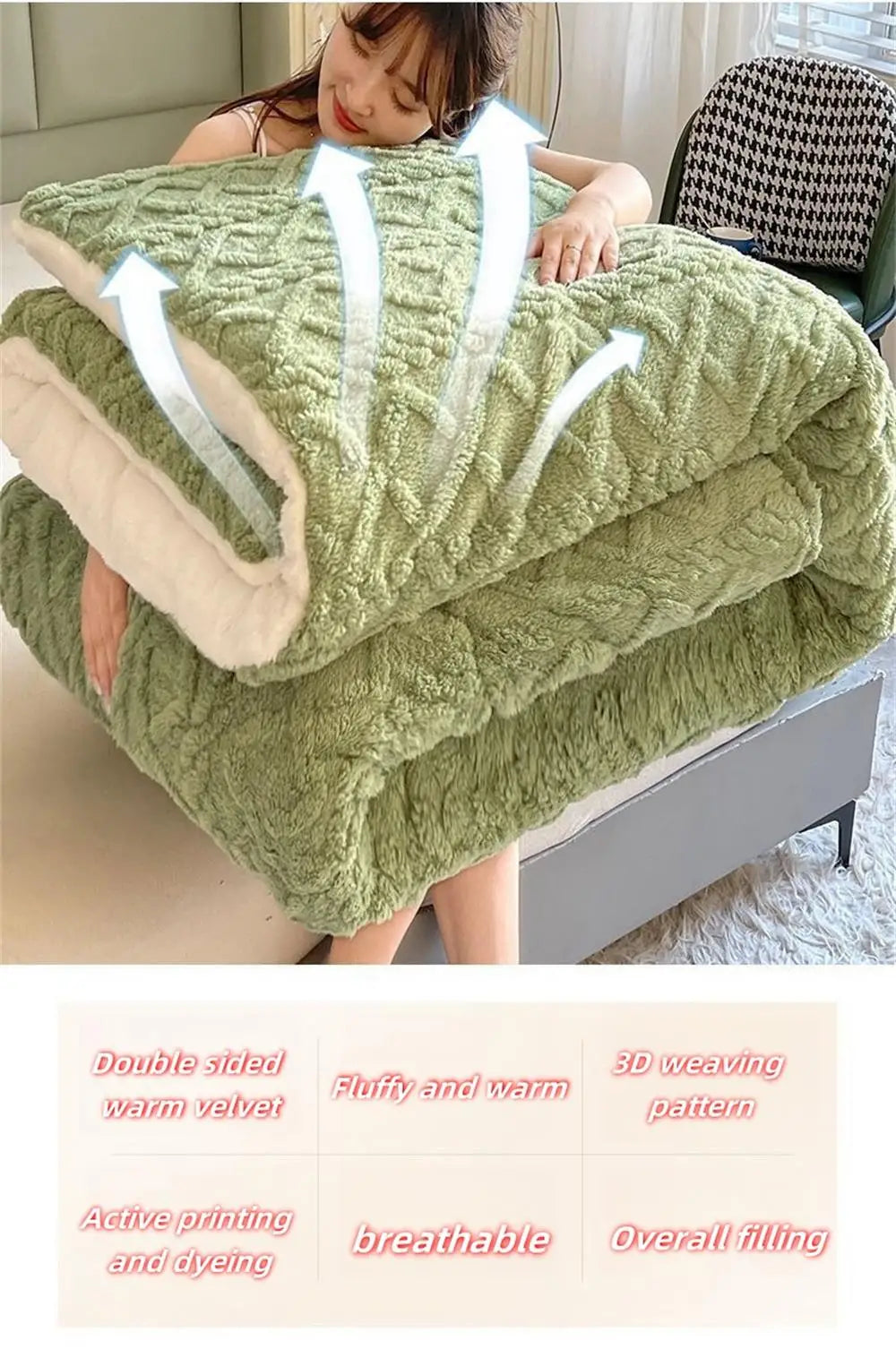 New Super Thick Winter Warm Blanket for Bed Artificial Lamb Cashmere Weighted Blankets Soft Comfortable Warmth Quilt Comforter