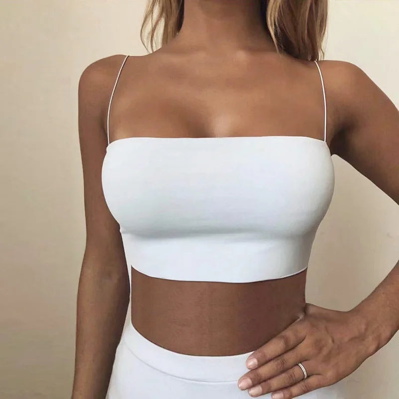 2026 Summer Women's Crop Top Sexy Elastic Cotton Camis sleeveless Short Tank Top Bar