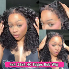 Curly Wigs Bob Wigs Curly Lace Front Human Hair Wigs 100% Bob Hair Wig Human Hair Short Wig 4x4 Closure Human Hair Wig Kinky