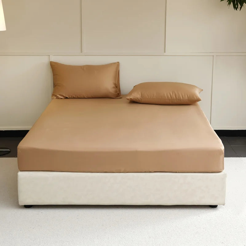 Mulberry Silk Fitted Bed Sheet with Elastic Bands Luxury Mattress Cover Single Double King Queen Size Bed Cover 100/140/200/220