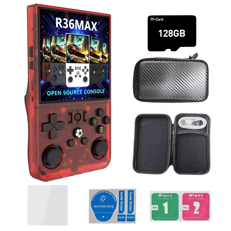 Open Source R36Max 4 Inch IPS Screen Retro Handheld Video Game Console Linux System Portable Pocket Game Player RK3326 Chip