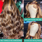 Highlight 13x6 Hd Lace Frontal Wig Human Hair Body Wave  Honey Blonde Brown Human Hair Wig P4/27 Colored Wig