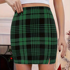 Plaid Skirt Sexy Micro Skirt Offiece Lady Red Green Elegant Pencil Mini Skirts Streetwear High Waist Lady Short Skirt for Women