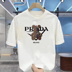 Men's luxurious printed summer high-quality T-shirt 100% pure cotton relaxed and loose fit stylish and unique round neckline