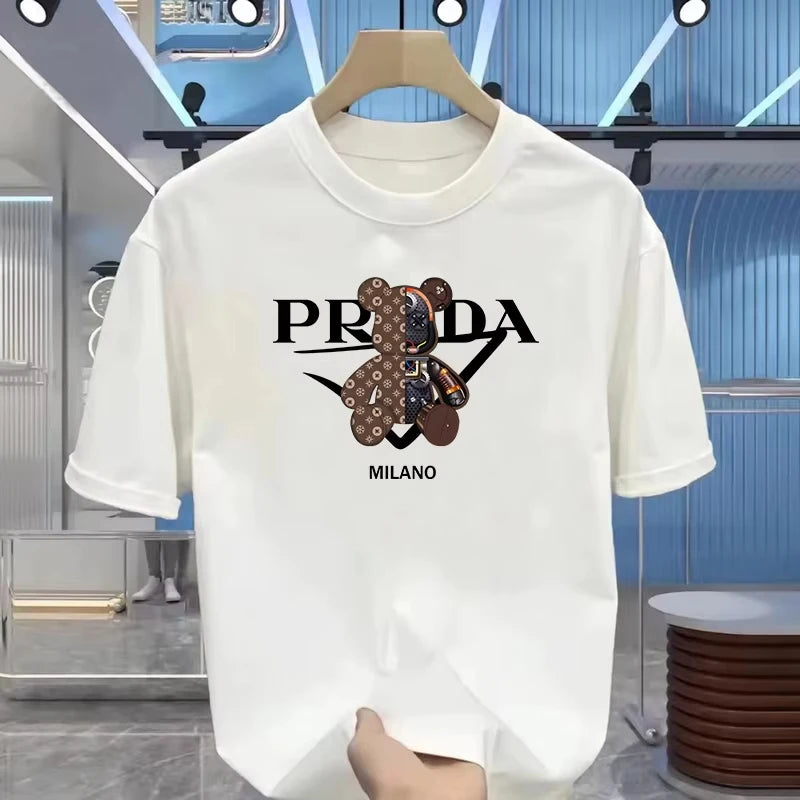 Men's luxurious printed summer high-quality T-shirt 100% pure cotton relaxed and loose fit stylish and unique round neckline Main image