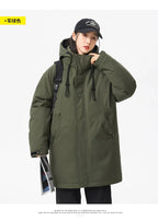 Winter new style cotton coat for men 2026 snap-closed hooded jacket neutral style mid-length workwear cotton coat for men