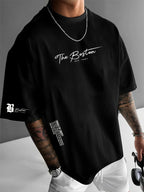 Men's summer 100 cotton fashionable casual sports loose Boston city slogan printed round neck short sleeved T-shirt top