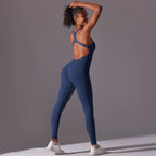 Sexy Back V Jumpsuit Gym Set Women Training Yoga Suit Sportswear Women Sports Jumpsuit Fitness Rompers Stretch Workout Bodysuits