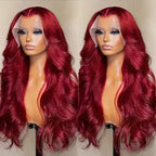 250 Density 99J Burgundy 13x6 Lace Frontal Human Hair Wigs Brazilian Colored 30 42 Inch Body Wave Lace Front Wigs Human Hair