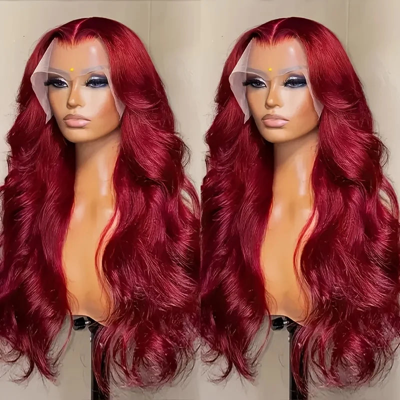 250 Density 99J Burgundy 13x6 Lace Frontal Human Hair Wigs Brazilian Colored 30 42 Inch Body Wave Lace Front Wigs Human Hair