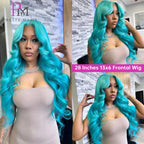13x6 Cyan Blue Lace Front Wig Body Wave Light Green Lace Front Wig Human Hair Pre Plucked Blonde 613 Lace Frontal Wigs For Women