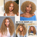 Honey Blonde Feather Crochet Human Hair Extensions Curly Invisible Miracle Knots Pre-Separated Crochet Hair for Women
