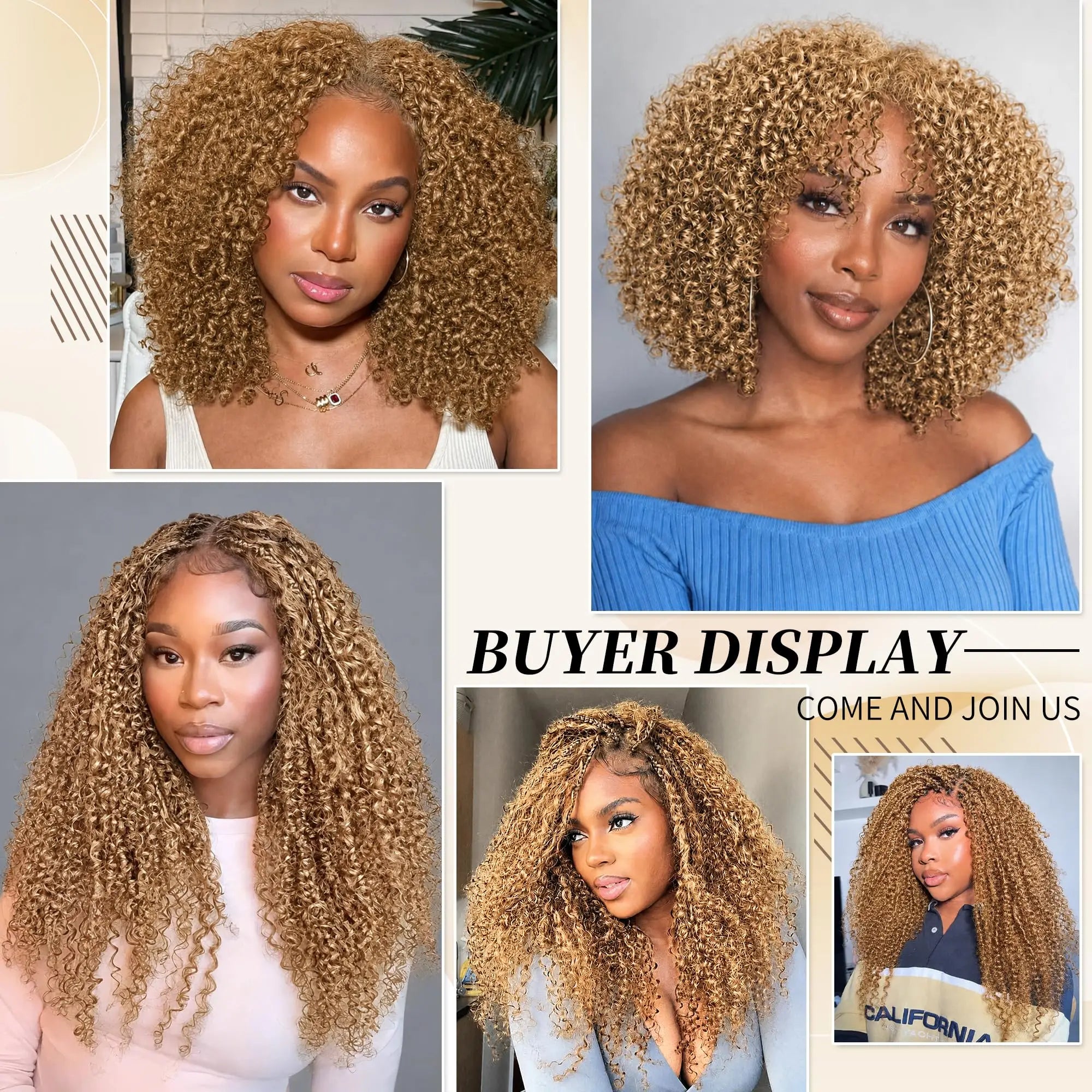Honey Blonde Feather Crochet Human Hair Extensions Curly Invisible Miracle Knots Pre-Separated Crochet Hair for Women