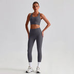 Women's Gym Workout Yoga Outfit Sets Naked feel fabric Beautiful Back Bra outdoor Running Fitness Butt-lifting Yoga Pants Suit