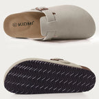 Comwarm Men Suede Clogs Slippers Classic Cork Footbed Mules Women Cozy Fashion Clogs Shoes With Arch Support Men Beach Sandals