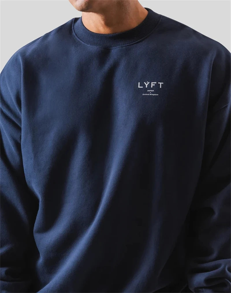 LYFT Classics Small LOGO Autumn Winter New O-neck Fleece Men Sweatshirt Loose Outdoor Sport Cotton Pullovers Multi Color Hoodies Main image