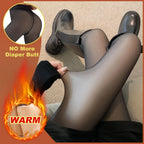 New Women Fleece Lined Black Tights Sheer Fake Translucent Warm Winter Pantyhose Leggings Outfit Thick Tights Invisible Crotch