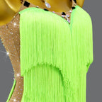 2025 New Latin Dance Dress Adult Womens Sexy Short Skirt Tassel Clothes Ballroom Practice Wear Line Suit Prom Costume Customized