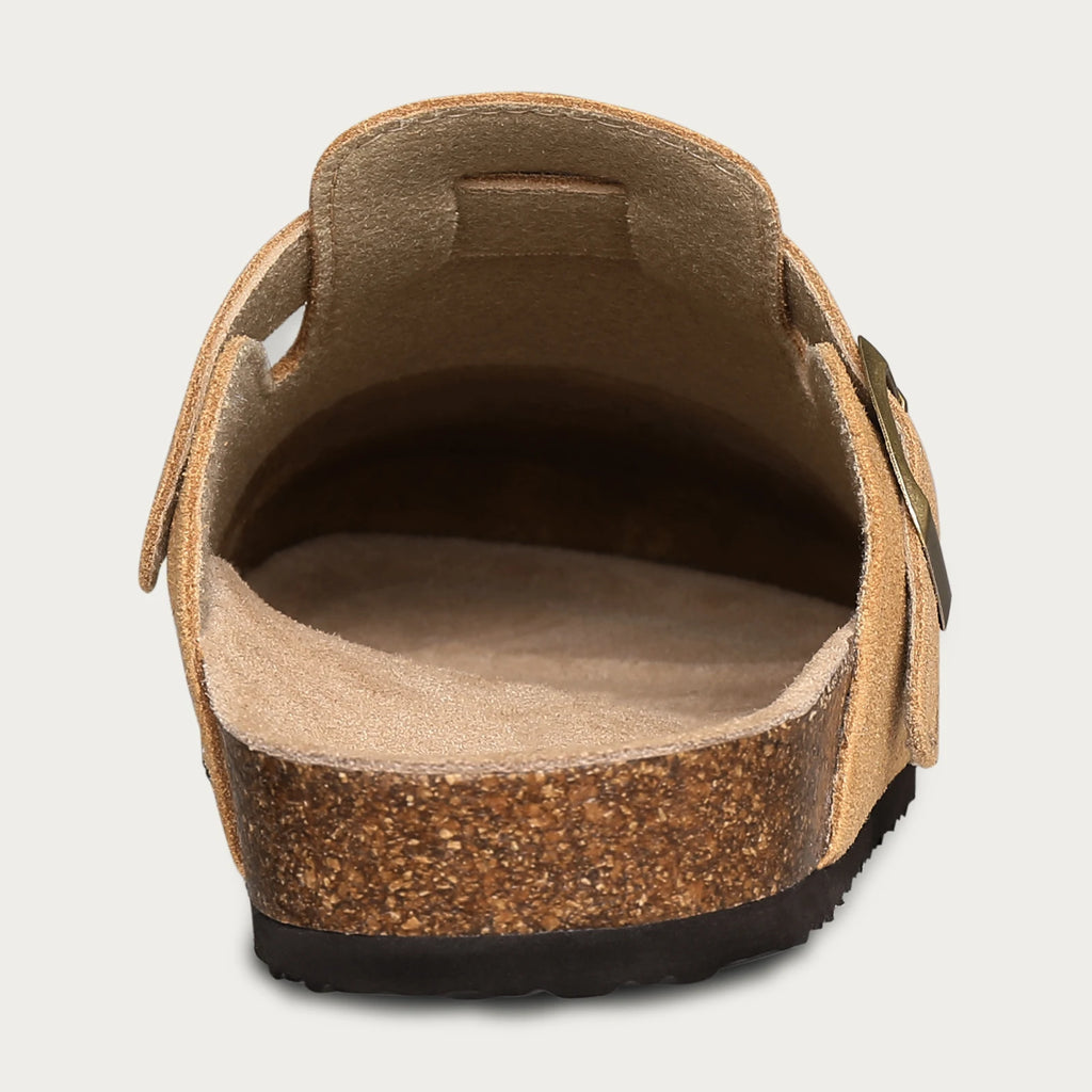 Comwarm Men Suede Clogs Slippers Classic Cork Footbed Mules Women Cozy Fashion Clogs Shoes With Arch Support Men Beach Sandals